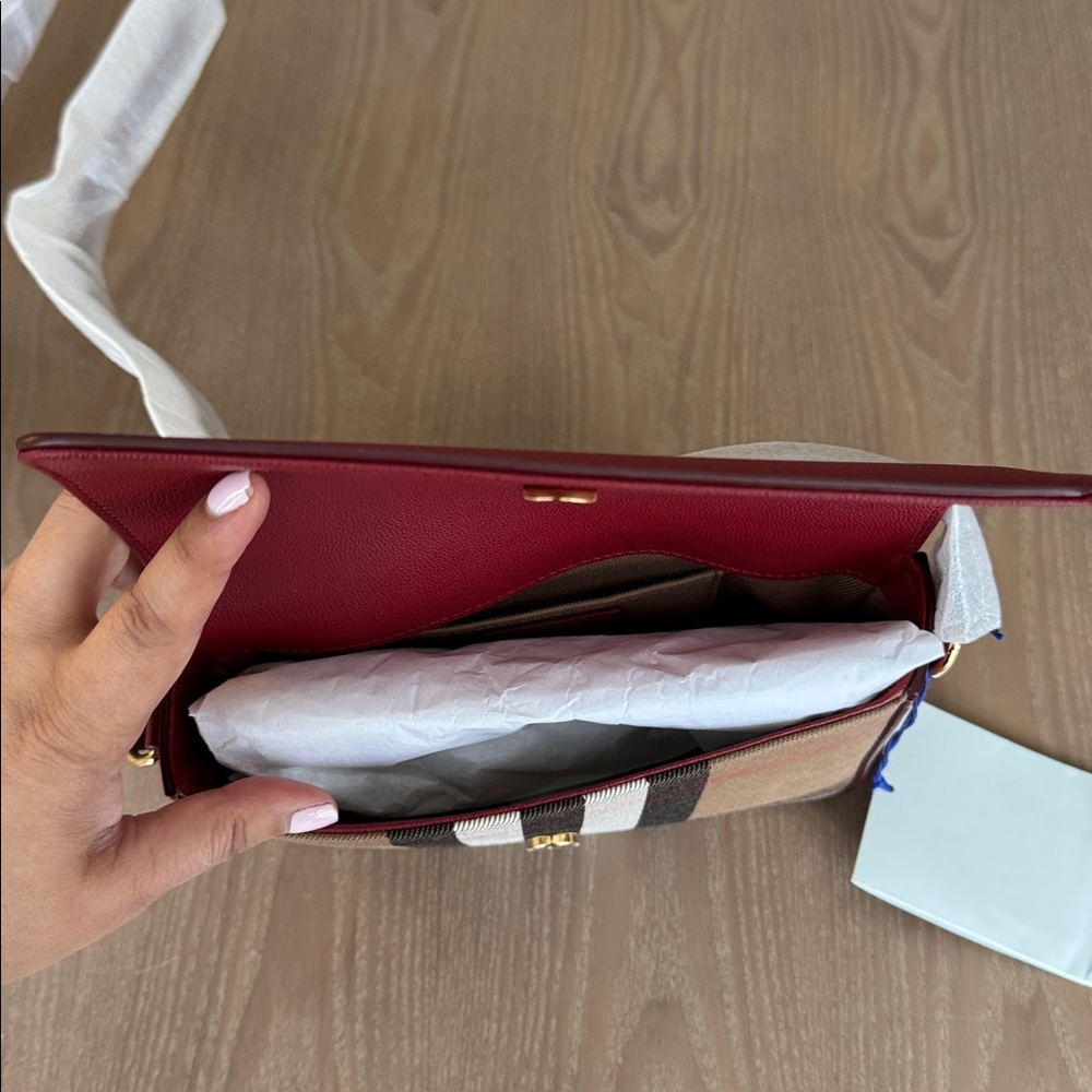Burberry Red and Tan Crossbody Bag - Picture 6 of 11